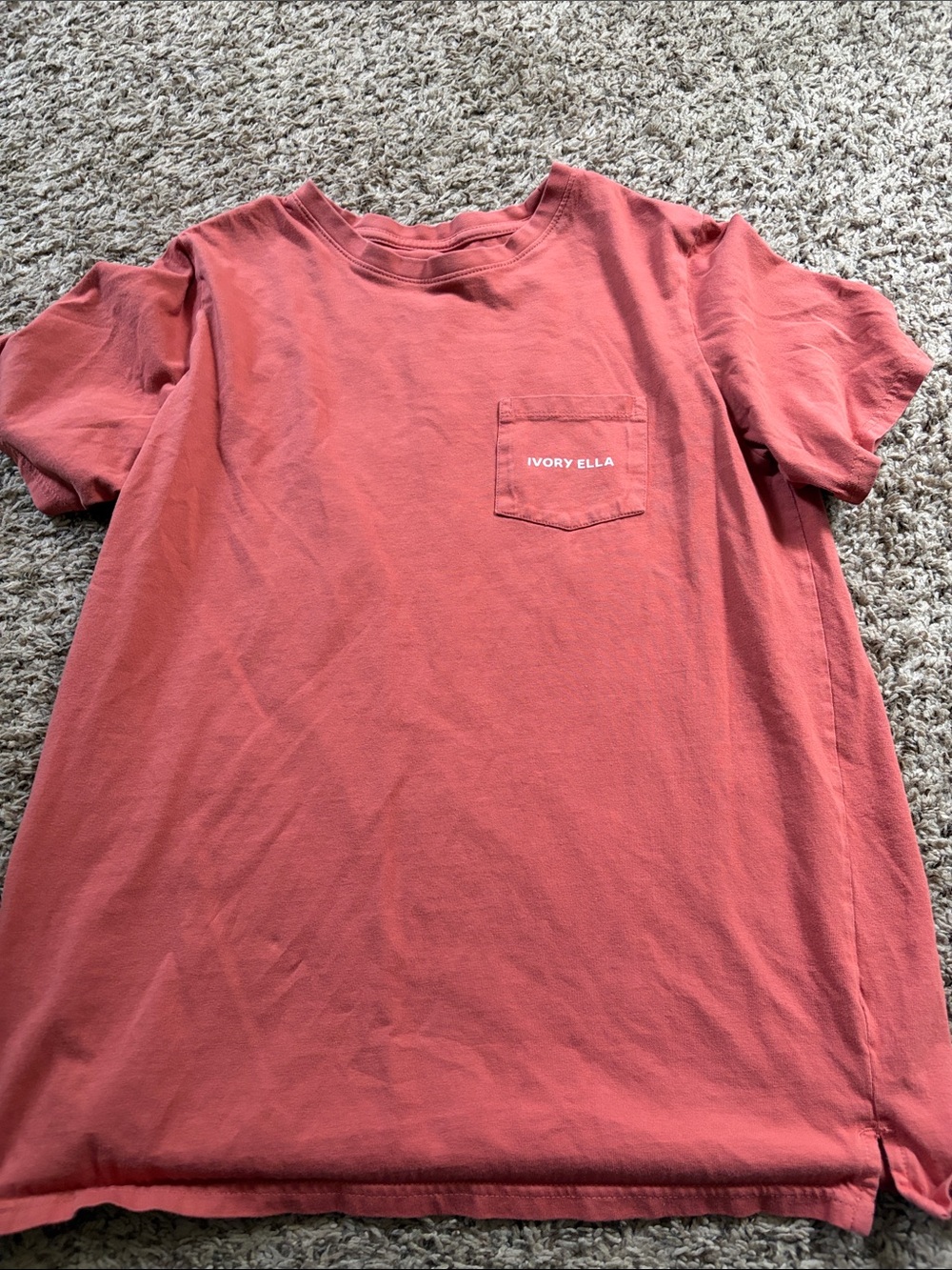 ivory ella faded coral pocket tee